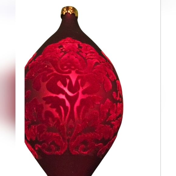 Hand Crafted Christmas Ornaments 4pc Set Red velvet upcycled ribbon Mod Podge - Picture 7 of 17